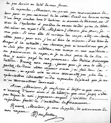 Brief, der Rousseaus Gründe für das Nichtweiterverfassen zur Unterstützung der französischen Protestanten darlegt, geschrieben in Motiers, 15. Juli 1764